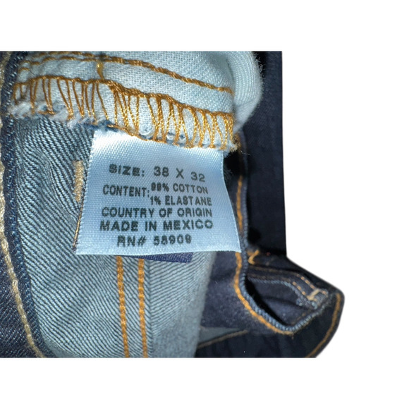 Cremeux Premium Denim Straight Leg Jeans Men’s Size 38x32 Blue Dark Wash READ - Picture 6 of 7